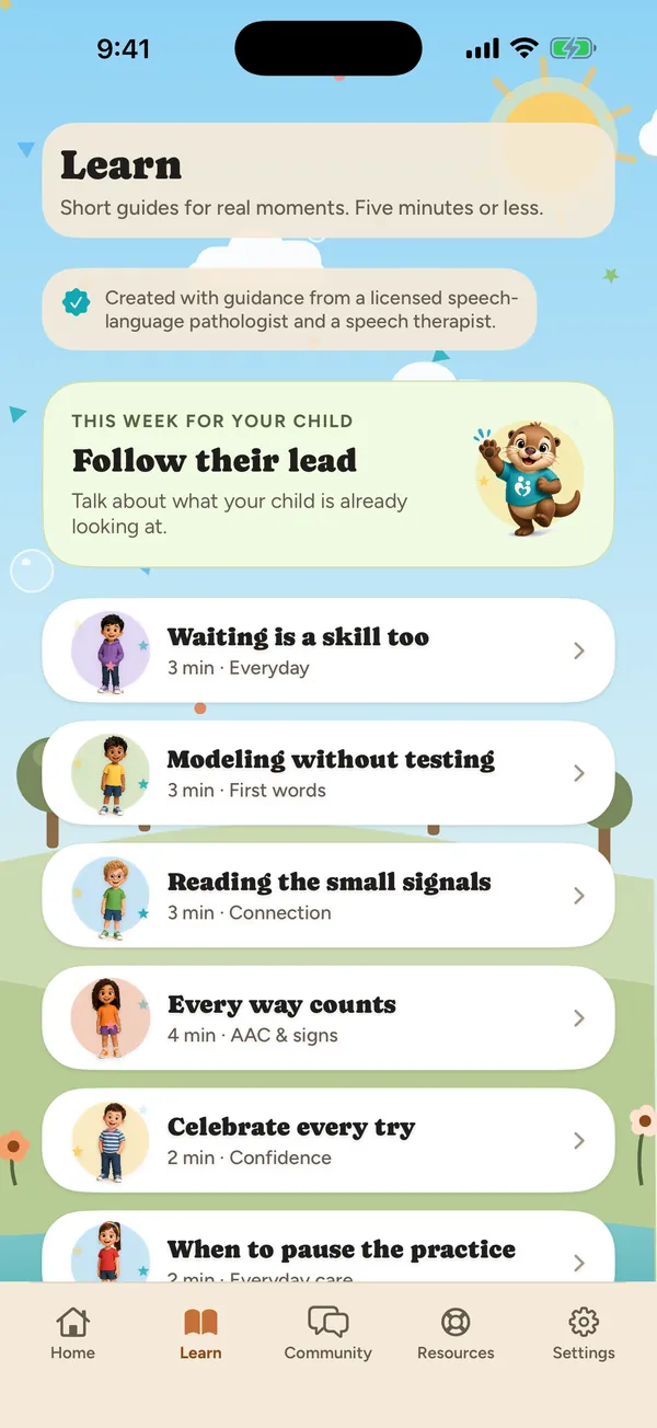 Beyond Connection app screenshot: Parent academy guides